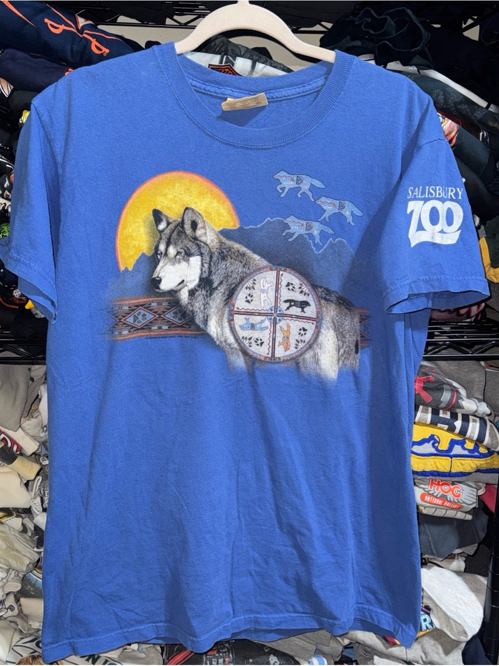 Vintage 90s The Mountain Aztec Wolves Shirt Size Medium